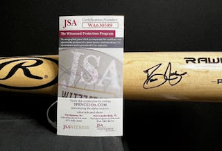 David Justice Signed Rawlings Blonde Baseball Bat (JSA)